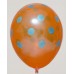 Orange - Sapphire Blue Polkadots Printed Balloons